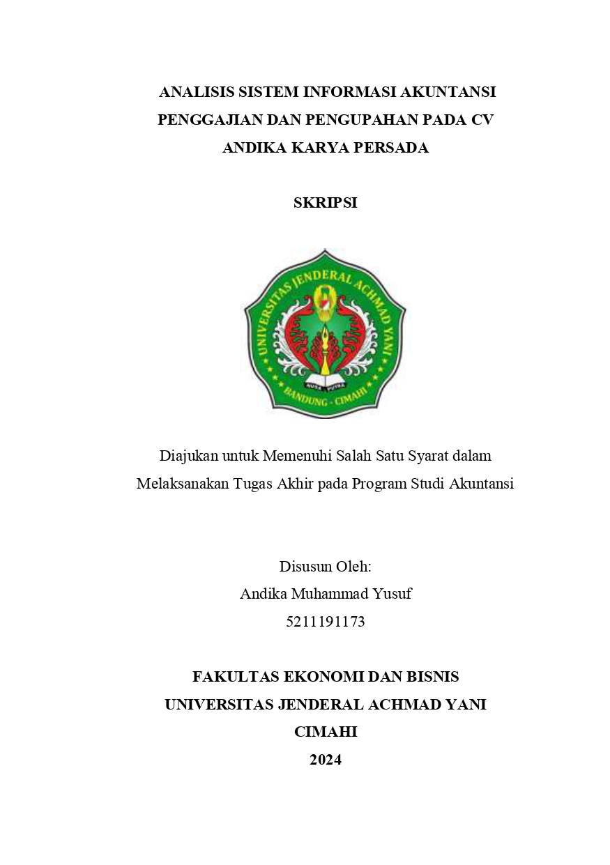 Analisis Sistem  Informasi Akutansi Penggajian Dan Pengupahan Pada CV  Andika Karya Persada