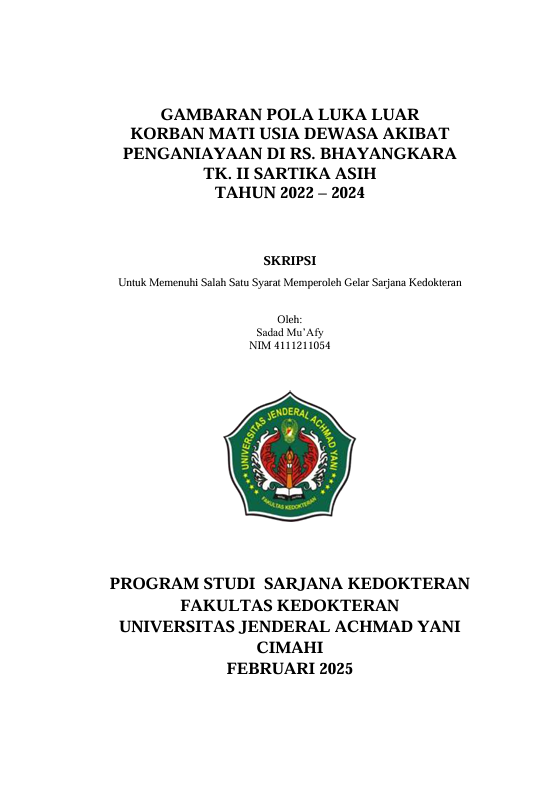 Gambaran Pola Luka Luar Korban Mati Usia Dewasa Akibat Penganiayaan di RS. Bhayangkara TK. II Sartika Asih Tahun 2022 - 2024