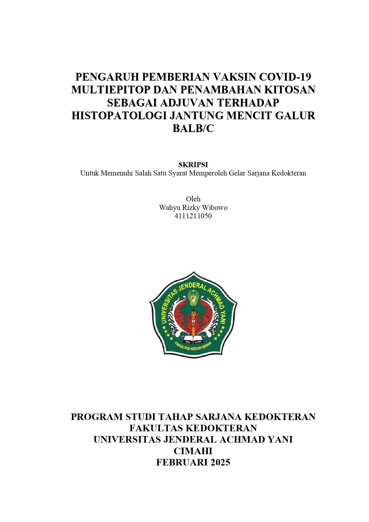 Pengaruh Pemberian Vaksin COVID-19 Multiepitop dan Penambahan Kitosan Sebagai Adjuvan Terhadap Histopatologi Jantung Mencit Galur BALB/c
